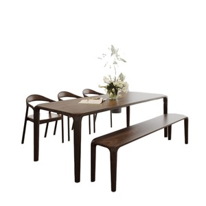 Ensemble <span class=keywords><strong>de</strong></span> table à manger design nordique moderne pas cher, plateau rectangulaire en <span class=keywords><strong>placage</strong></span> <span class=keywords><strong>de</strong></span> <span class=keywords><strong>bois</strong></span>, 4 chaises, structure en <span class=keywords><strong>bois</strong></span> - Product Image 3