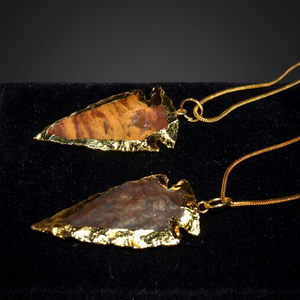 Pendentif en agate électroplaquée en forme de flèche, pierre naturelle de forme irrégulière, fait main, plaqué or, pour la fabrication de colliers - Product Image 3