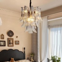 Lustre suspendu de style français de luxe vintage pour salle à manger, chambre à coucher, salon, en verre de Murano, LED réglable