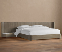 Ensemble de meubles de chambre à coucher extra longs de style américain de luxe, lit en bois avec tête de lit étendue