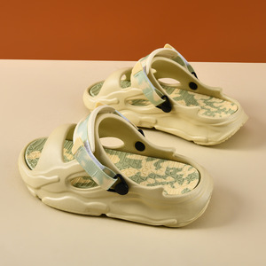 Men's <b>Flat</b> <b>Sandals</b> Thick Sole Non Slip EVA Breathable Summer Outdoor Beach Wear White Green Color Block Adult Size - Product Image 3