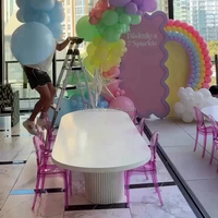 Tables ovales pour enfants en acrylique pour événements de mariage Tables de décoration d'anniversaire pour baby-shower Tables de fête blanches pour enfants