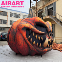 Citrouille Monstre Gonflable, Décoration d'Automne Effrayante Géante, Accessoire Citrouille Maléfique à Dents Affûtées, Gonflables Personnalisés pour Halloween