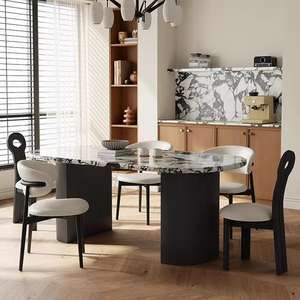 <span class=keywords><strong>Tavolo</strong></span> da Pranzo Ovale in Marmo <span class=keywords><strong>con</strong></span> Set da Pranzo Rettangolare in Stile Vintage Mid-Century - Product Image 6