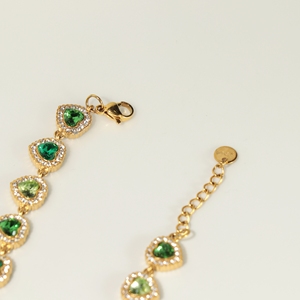 Pulsera de Cristal con Corte de Corazón, Chapada en Oro de 18K, Cadena de Eslabones para Mujer, Joyería Romántica, Regalo - Product Image 5