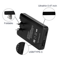 Pengisi Daya Cepat 30W, Pengisi Daya Kartu Hitam, Pin Lipat, Kompatibel dengan iPhone, Muat di Saku
