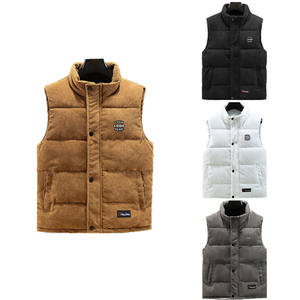 Chaleco acolchado con cuello levantado para Otoño e Invierno para hombre, chaquetas/CHALECOS sin mangas con cremallera de pana de Color sólido, ropa exterior - Product Image 1