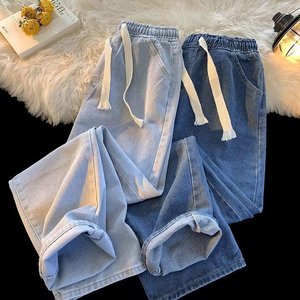 Wholesale Customization Best Sale <strong>Men's</strong> Casual Style Embroidery <strong>Printed</strong> Design Summer New Loose Laced <strong>Jeans</strong> for Both <strong>Men</strong> Women - Product Image 3