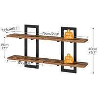 Étagère murale vintage à 2 niveaux en bois, support mural flottant en métal pour cuisine, étagère murale multifonction pour salle de bain