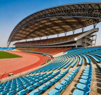 Stade de compétition sportive extérieur à grande surface ouverte avec structure en acier galvanisé à assemblage rapide