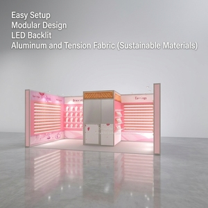 Installation facile et rapide, stand <span class=keywords><strong>d</strong></span>'exposition modulaire pour bijoux, équipement <span class=keywords><strong>d</strong></span>'exposition pour salon professionnel, aluminium, tissu, tailles personnalisées, sur mesure - Product Image 2