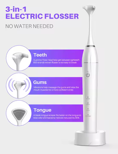 2025 pegangan silikon desain baru <span class=keywords><strong>Flosser</strong></span> elektrik kepala Floss bergetar <span class=keywords><strong>Flosser</strong></span> untuk gigi ketat & penghilang plak - Product Image 3