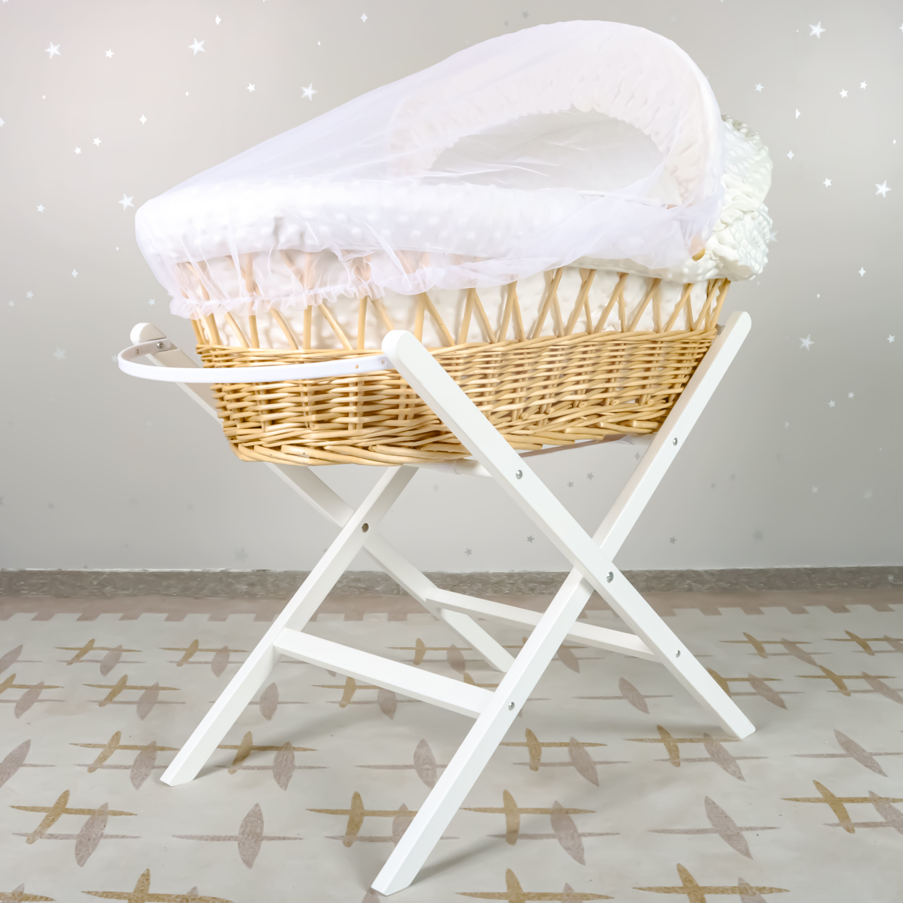 Wooden Wicker Bassinet Rocker Vintage Antique Wicker Baby Bassinet