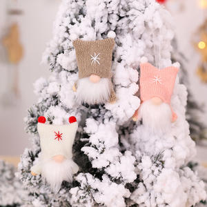 Nouvelles décorations de noël <span class=keywords><strong>laine</strong></span> tricotée poupée sans visage créative petite figurine arbre de noël décor suspendu - Product Image 3