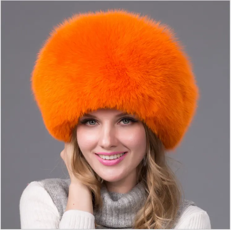 Orange Blue Purple Red Fox Fur Hat Fuzzy Russian Hat Cap With Fur