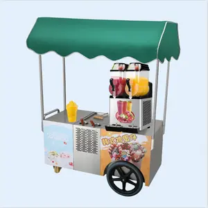 Industriële Merk Mobiele Ijs Slushy Slush Food Truck Trailer Kar Drievoudige Cups Maken Daiquiri Machine Bevroren Commercieel Te Koop