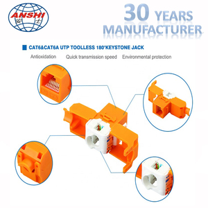 Anshi 180 độ toolless <span class=keywords><strong>Keystone</strong></span> <span class=keywords><strong>Jack</strong></span> RJ45 CAT5e CAT6 cat6A <span class=keywords><strong>UTP</strong></span> cho viễn thông bộ phận - Product Image 5