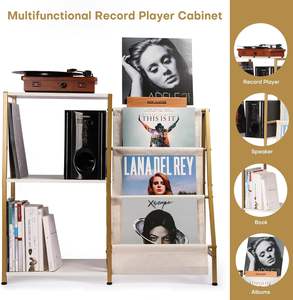 Salon or blanc haut-parleur stockage <span class=keywords><strong>vinyle</strong></span> tourne-disque <span class=keywords><strong>platine</strong></span> maintenant jouer support fin Table tourne-disque - Product Image 3