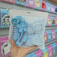 Ensemble d'accessoires capillaires élégants et durables en plastique faits à la main pour salon de beauté : pince à cheveux fleurie, bandeau nœud, ornements pour filles, queue de cheval