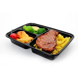 Mikrowelle Geschirrs püler Kunststoff Lunchbox Lebensmittel lagerung Mahlzeit Zubereitung behälter mit 3 Fächern