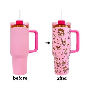 Gobelet de voyage Magnolia personnalisé avec logo H2.0 plaqué or et cuivre, revêtement en poudre, pour gravure laser personnalisée - Product Image 2