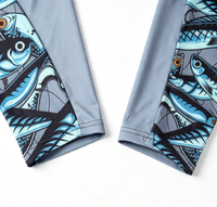 Kaos Mancing Pria Full Sublimasi Motif Ikan Berkerudung UPF50 Perlindungan UV Cepat Kering Raglan Lengan Panjang