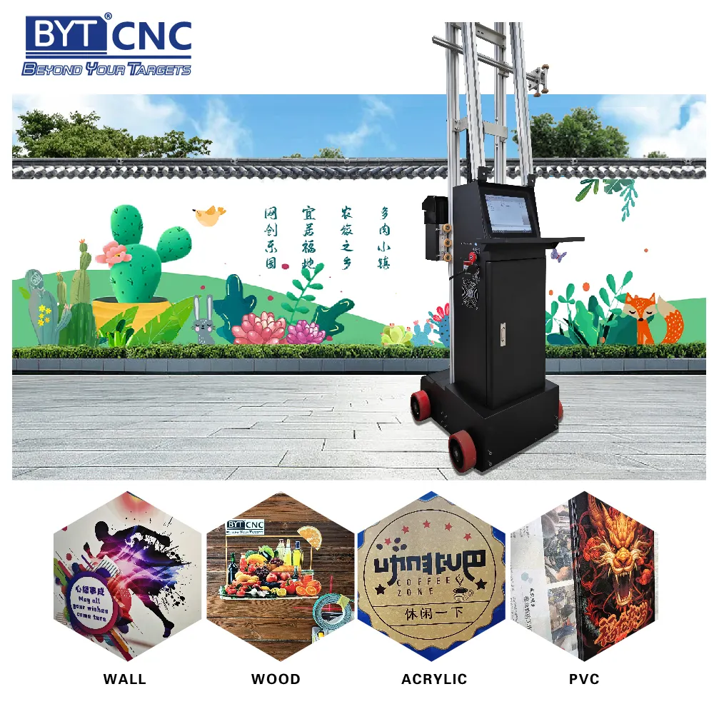 BYTCNC approvisionnement prix usine injecter imprimante murale 5d Robot mural Machine de peinture murale verticale machine de peinture murale