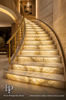 Dalle de marbre translucide rétroéclairée Ever-Prosperity, veinée or blanc, pour murs de villas et hôtels de luxe modernes, et plans de table de salle à manger, directement de l'usine