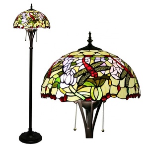Lampe de sol LED en verre coloré traditionnel LongHuiJing, diamètre 16 pouces, abat-jour multicolore pour usage résidentiel - Product Image 1