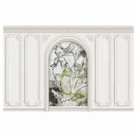 Papier peint mural en marbre vert 3D gaufré beige crème, panneau de plâtre européen, décoration intérieure pour villa, chambre et salon