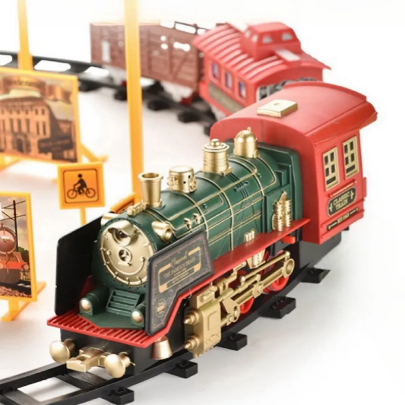 Telecomando elettrico classico treno a vapore luce di musica a spruzzo ferroviario a vapore treno a vapore giocattolo per bambini locomotiva