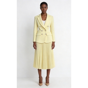 ชุดสูทกระดุมสองแถวและกระโปรงจีบสำหรับผู้หญิง ชุดเซ็ต 2 ชิ้น แฟชั่น - Product Image 1