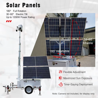 Tour de surveillance solaire mobile avec 2 panneaux bifaciaux 600W, boîtier rotatif à 360 degrés, sans entretien, autonomie de 72h pour la surveillance des chantiers
