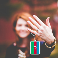 En gros Personnalisé Rectangulaire National Porte-clés Azerbaïdjan porte-clés pendentifs souvenir acrylique matériel