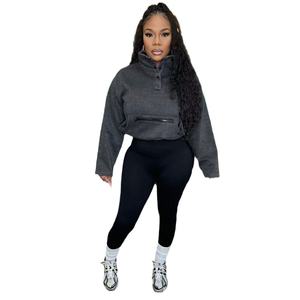 Setelan 2 Potong Hot Cotton Pakaian Wanita Hoodie Polos dan Legging Acid Wash Setelan Jogging Musim Dingin dan Semi untuk Wanita - Product Image 6