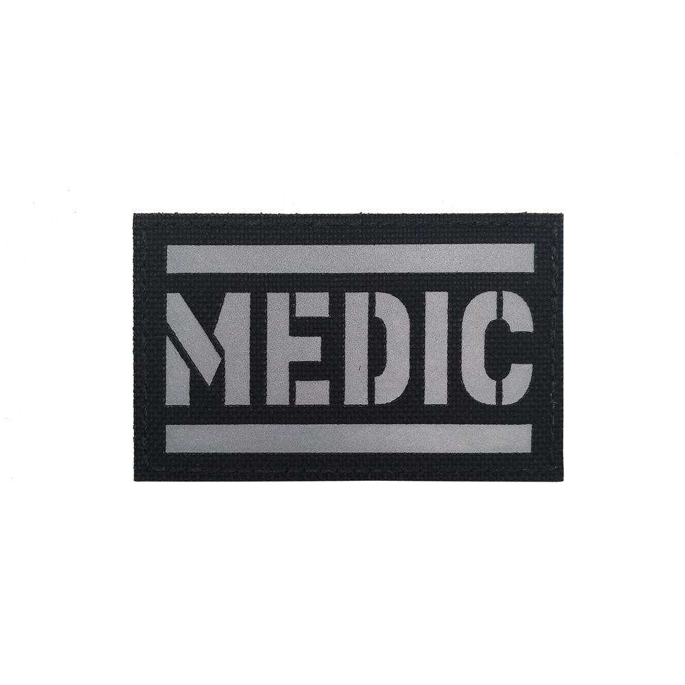 MEDIC réfléchissant (fond noir avec lettres grises)