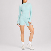 Ensemble de vêtements de yoga personnalisés avec logo, haut à manches longues zippé à séchage rapide, pantalon de course/sport respirant et anti-humidité, short