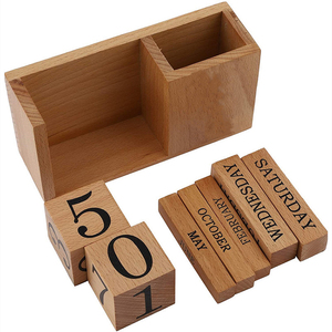 Accesorios para el <span class=keywords><strong>Hogar</strong></span> y la Oficina, Calendario de Madera, Calendario Diario, Semanal y <span class=keywords><strong>Mensual</strong></span>, Bloques de Calendario de Madera, Caja de Calendario de Madera con Portalápices - Product Image 3