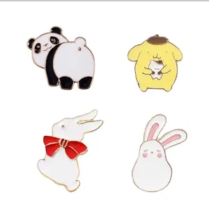 RTS Cheap Creative Brooches Cartoon Pins Badge Cute Lovely Panda Rabbit Metal Pin Accessories For Girl Kids