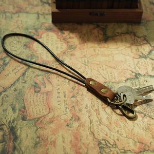 Cowhide Leather <b>Keys</b> <b>Lanyards</b> Portable Wrist <b>Lanyard</b> Keychain <b>Lanyard</b> Rope <b>Key</b> Holder Strap - Product Image 3