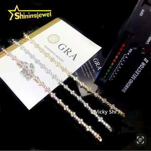 Pulsera de Tenis con Cruz de Moissanita VVS de 3mm en Plata 925 de Alta Venta, Joyería Fina Iced Out para Hombre y Mujer - Product Image 2