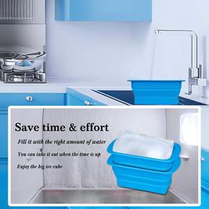Moule à glaçons extra large 9.6 LB <span class=keywords><strong>Bac</strong></span> à glaçons en silicone avec couvercles <span class=keywords><strong>Bac</strong></span> à glaçons réutilisable et pliable <span class=keywords><strong>pour</strong></span> baignoire - Product Image 2