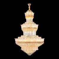 Lustre en cristal post-moderne de luxe en fer forgé pour escalier en colimaçon, finition dorée, LED, hauteur réglable, intensité variable, CRI 95