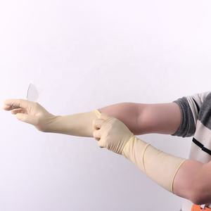 يمكن التخلص منها 16 بوصة طويلة وسميكة مضادة للانزلاق قفازات اللاتكس مختبر واقية بيضاء طويلة قفازات اللاتكس - Product Image 5