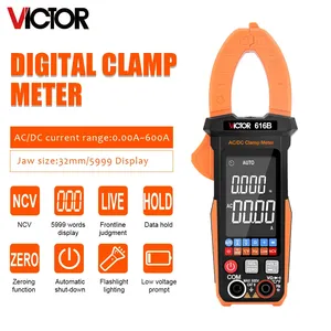 Victor RuoShui 616A/616B Auto Range Digital Clamp Meter, 5999 Counts, 600A AC DC Current, <b>Large</b> Reverse Display Screen - Product Image 6