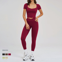 Nouvel ensemble de sport 2 pièces pour femme : Legging de yoga taille haute rayé et brassière de sport crop top