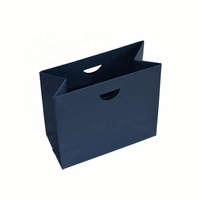 Sacs en papier cosmétiques bleu marine avec poignée en ruban, fabrication chinoise, petites quantités, vente en gros, sacs cadeaux portables