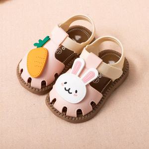<span class=keywords><strong>Sandales</strong></span> d'été pour filles, motif lapin et carotte, antidérapantes, chaussures plates pour enfants, semelles souples, <span class=keywords><strong>sandales</strong></span> de plage pour tout-petits - Product Image 2