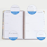 Impression personnalisée de haute qualité couverture rigide 2023 spirale agenda Journal Agenda quotidien hebdomadaire planificateur d'affaires avec Angle d'or
