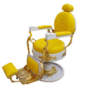 Sillas de acero inoxidable para salón de belleza, diseño de silla de <span class=keywords><strong>barber</strong></span>ía redonda, color amarillo, a buen precio - Product Image 1